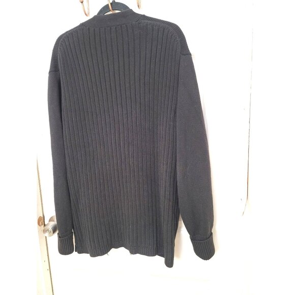 Preview Basics Y2k Black Cardigan Women's XL Ribbed Design Button Closure - Picture 3 of 14